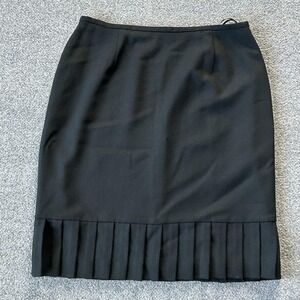 Jones Wear Skirt Womens 16 Black Wool Pencil Pleated Lined Career Office Vintage